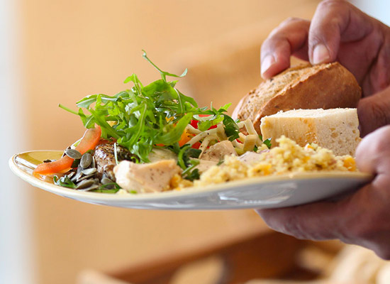 A plate of chef-made buffet food