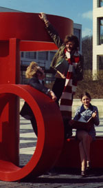 Students photographed with the sculpture in Red Square in the mid 1970s