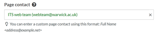 The 'page content' box